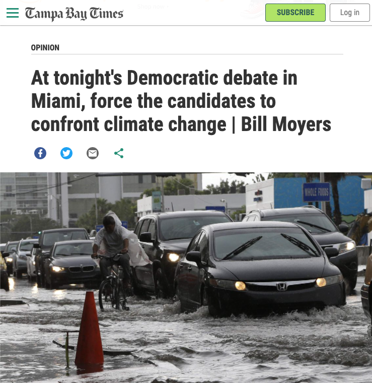 At tonight's Democractic debate in Miami, force the candidates to confront climate change