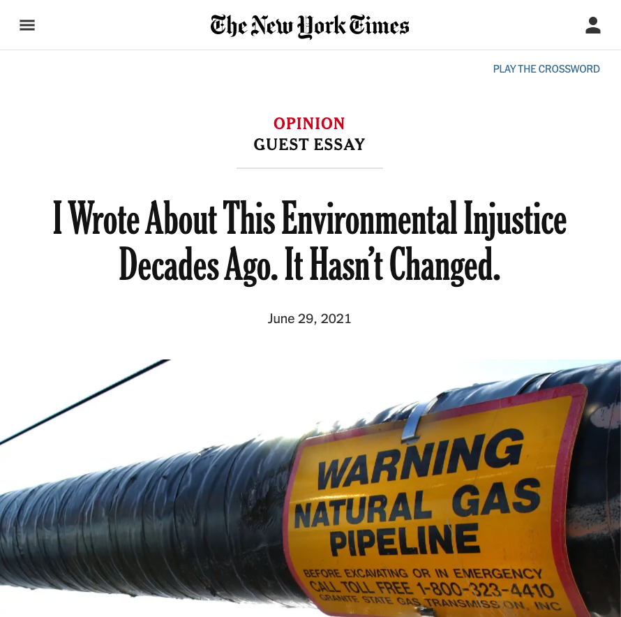 The New York Times: I Wrote About This Environmental Injustice Decades Ago. It Hasn’t Changed." by Dr. Robert Bullard